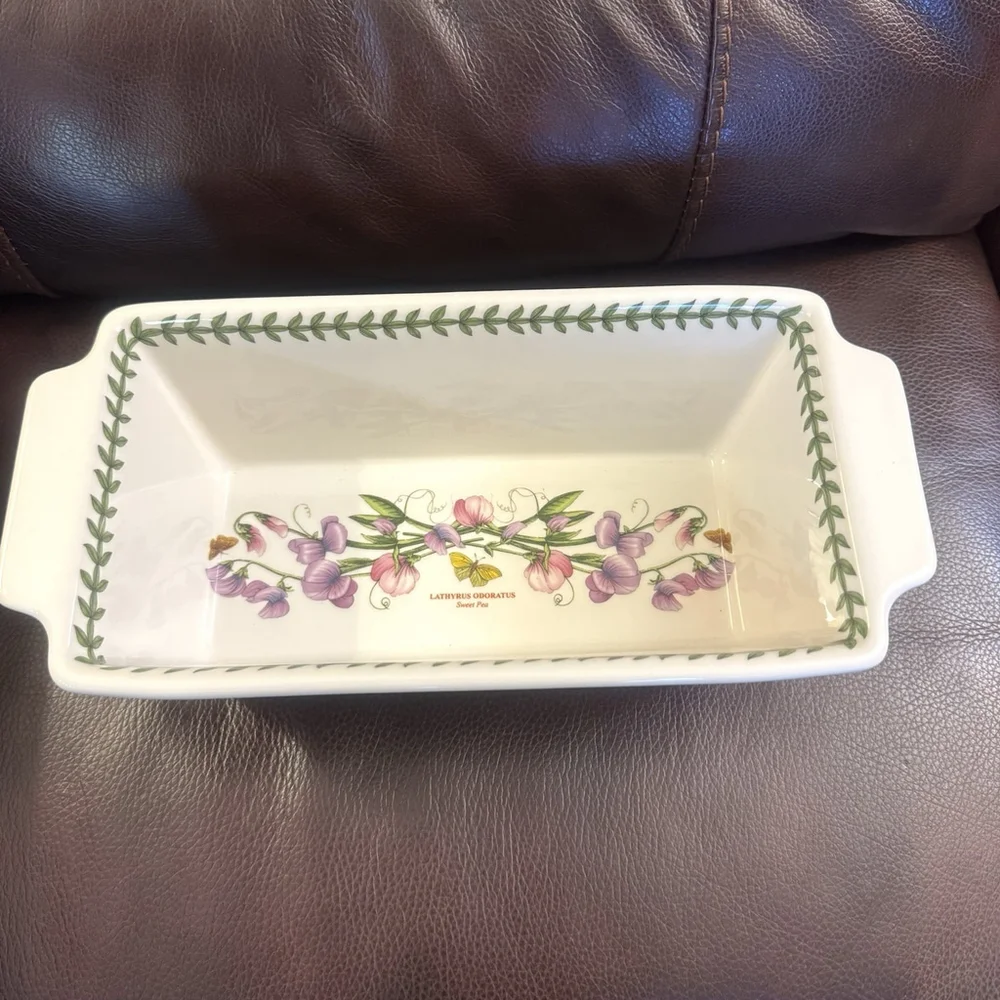 Portmeirion Botanic Garden Porcelain Meatloaf Dish 12 x 5.5” Sweet Pea